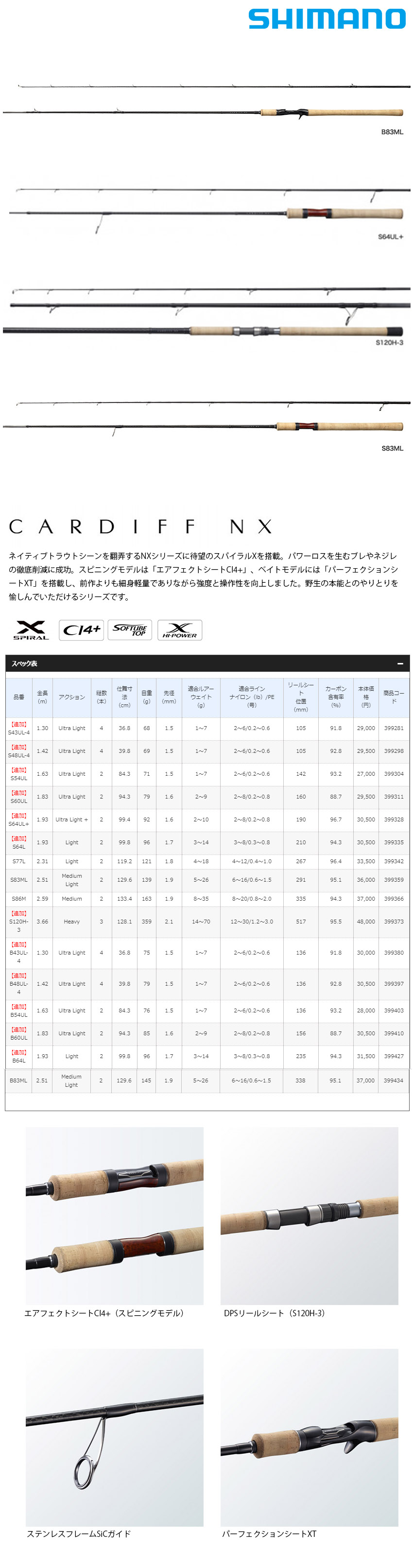 SHIMANO 21 CARDIFF NX B48UL-4 [淡水路亞竿] [槍柄鱒魚竿] - 漁